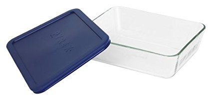 Pyrex Simply Store 6-Cup Rectangular Glass Food Storage Dish,Blue