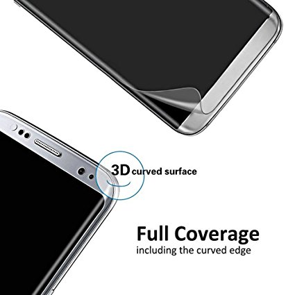 ElloGear Full Coverage Curved HD Screen Protector for Samsung Galaxy S8 Plus with Cleaning Cloth & Squeegee
