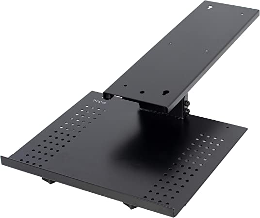 VIVO Black Sliding 19 x 6 inch Tray Track, Adjustable Platform Mounted Under Desk, Laptop Notebook Holder for Office Desk, DESK-AC02A