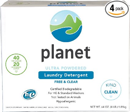 Planet Ultra Powdered He Laundry Detergent Unscented 64 Ounce Pack of 4