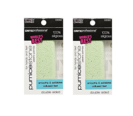 Onyx Professional Double Sided Pumice Stone 100% Siliglass 2 Pack Callus Remover, Exfoliates Feet & Smooths Skin