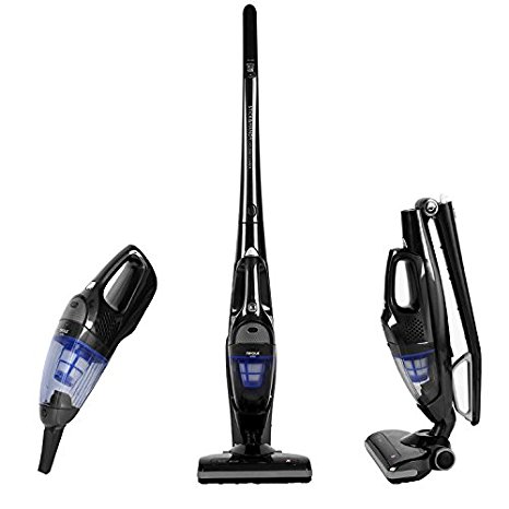NPOLE 2-in-1 Cordless Upright Vacuum Cleaner with Detachable Hand Vacuum for Car and Pet 2-speed Setting Lightweight Rechargeable with Charging Base Updated Version Black