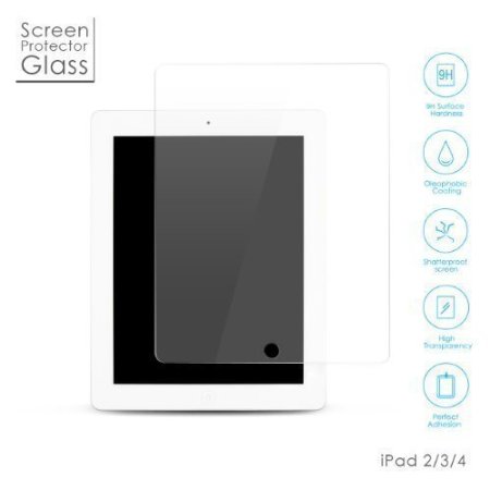 AukeyAmzdeal Ultra Clear HD Tempered-Glass Screen Protector for iPad 2 3 4 High-Response Touch Ultra Slim Anti-Scratch Anti-Fingerprint