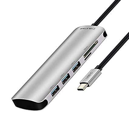 CABLETIME CT-C160-U33-HUB3SD USB Type C Hub to USB 3.0 Micro SD/TF Card Reader Adapter 5 in 1 USB-C Hub 3 USB Ports for Laptop PC MacBook