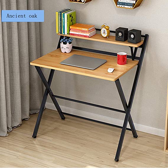 Home Office Desk, No Need to Install Writing Study Desk, Fulijie Folding Laptop Table, Modern Simple Computer Coffee Table 31.5 x 19.7x28.5 inches (Khaki)