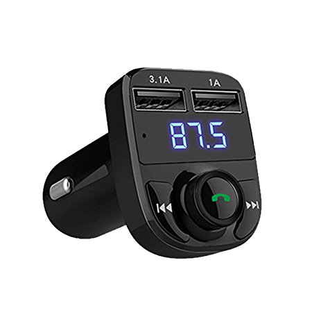 Zinger Bluetooth FM Transmitter, Wireless In-Car FM Transmitter Radio Adapter Car Kit With USB Car Charger AUX Input