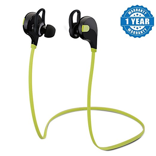 Captcha Swift Bluetooth 4.0 Stereo Sweat-Proof Jogger, Running, Sport Headphones With Mic Hands-Free Calling-Fluorescence Green