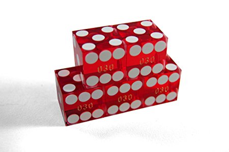 Set of 5 Craps Casino Dice with Carrying Bag - 19MM. Grade AAA. Precision Machined Dice. Individually Serialized. (Professional)