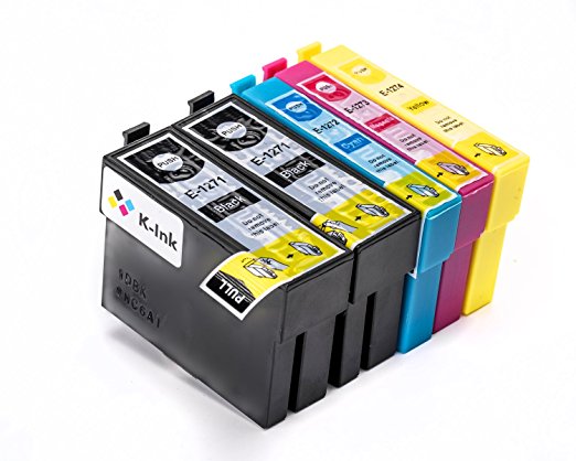 Epson 127 Ink Extra High Yield Replacement Cartridges by K-Ink (5 Pack - 2 Blacks, 1 Cyan, 1 Magenta, 1 Yellow)