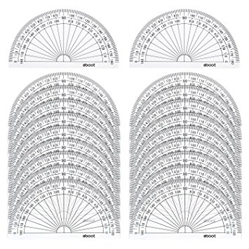 eBoot 20 Pack Plastic Protractor, 180 Degrees Protractor for Angle Measurement Student Math, 4 Inches, Clear