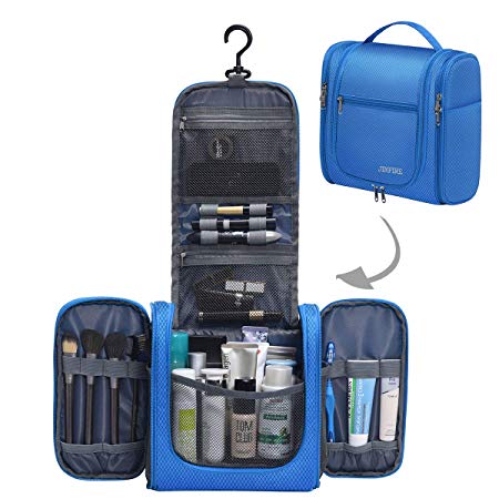 JINFIRE Hanging Travel Toiletry Bag Waterproof Organizer Makeup Cosmetics Bags for Men and Women,Blue