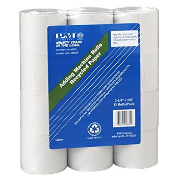 PM Company Perfection Recycled Calculator Rolls, 2.25 Inches x 150 Feet, White, 12 per Pack (02835)
