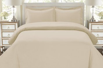 Hotel Luxury 3pc Duvet Cover Set-ON SALE TODAY-1500 Thread Count Egyptian Quality Ultra Silky Soft Top Quality Premium Bedding Collection, 100% Money Back Guarantee -Queen Size Cream