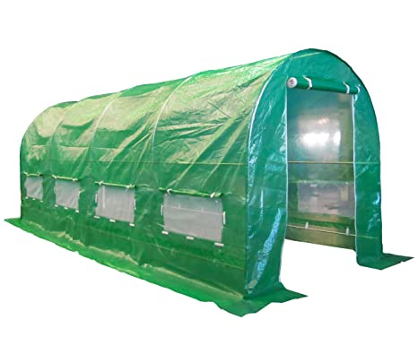 BIRCHTREE 5M(L) x 2M(W) x 2M(H) Polytunnel Greenhouse Pollytunnel Poly Polly Tunnel Fully Galvanised Anti Rust Steel Frame