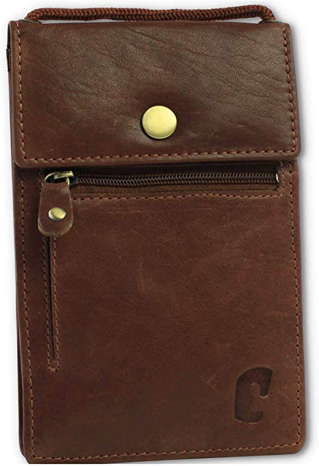 Safekeepers Leather Travel Wallet – Passport Wallet – Festival Bag – Stash – Document Wallet - Neck Pouche RFID Protected - Passport Pouche
