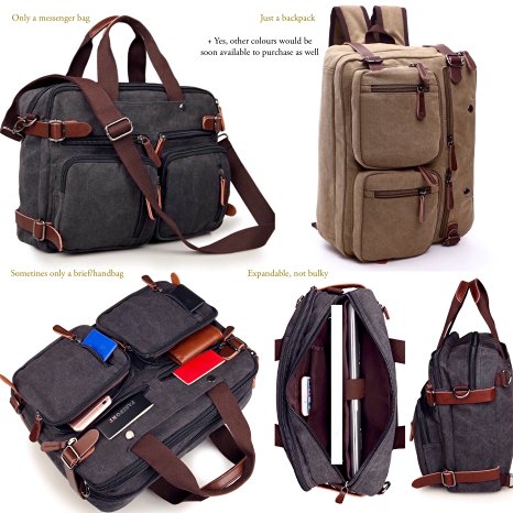CV Laptop Bag Hybrid Briefcase Backpack Messenger Bag for Men Women- Time Limited Deal