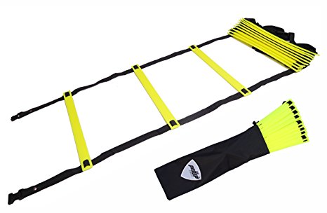 Pepup Unisex Super Flat 12 Rungs Adjustable Speed Agility Ladder 6 m, Yellow, 6 m