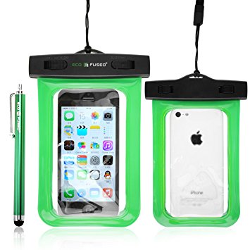 Eco-Fused Premium Waterproof Case with IPX8 Certificate for iPhone SE, 5S, 5, 4G, 4 3, iPod Touch 3, 4, 5; Samsung Galaxy S5 Mini, S4 Mini, S3 Mini - Stylus and Cleaning Cloth Included