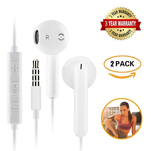 in-ear headset Ancoki, Apple earphones, Remote control perfect for iPhone 6s 6 Plus 5s 5 4s 4 SE 5C iPad 7 8 7s IOS S7 S6 Note 1 2 3, Tablet PC and Other Compatible Devices(2 PACK)