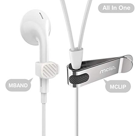 Mband2 Pack of Mband Mclip Holder 01 White - Cord Organizer Cable Holder Headphone Wire Winder for Magnetic Clip Unique Earbuds Desktop Keeper