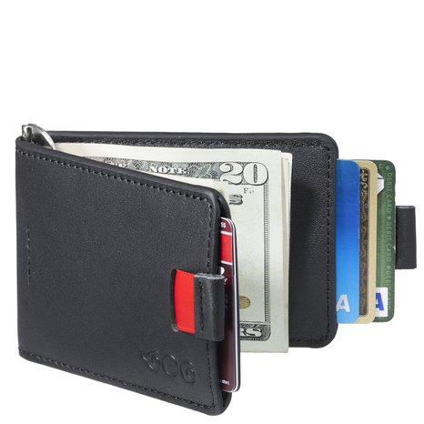 Agog8482 Mens Ultra Slim Bifold Leather Wallet Pull Tab with Money Clip