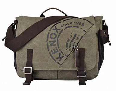 Kenox Canvas Crossbody Messenger Bag Laptop Case Backpack