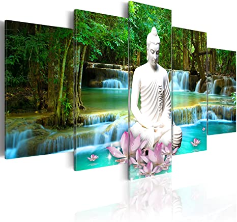 artgeist Acrylic Glass Print 39.4" x 19.7" Image 5 pcs Wall Art Picture Photo Buddha Zen h-C-0048-k-n