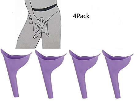 4Pack Female Urination Device-Universal Portable Silicone Women Urinal Travel Camping Outdoor Standing Pee