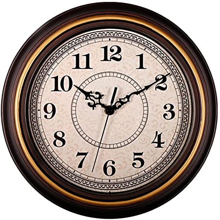Zaoniy 12-Inch Silent Non-Ticking Round Classic Clock Retro Quartz Decorative Battery Operated Wall Clock for Living Room Kitchen Home Office(Golden Circle)