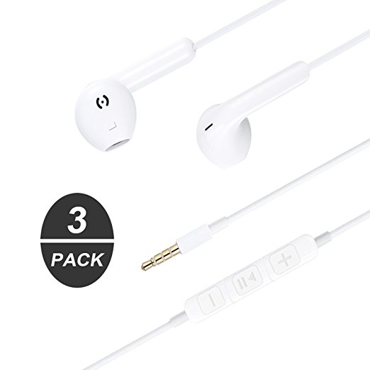 ViiVor 3PACK Headphones Premium Quality Earphones Earbuds with Mic & Remote Control Fully Compatible with Apple iPhone Android Smartphones and all iPod iPad