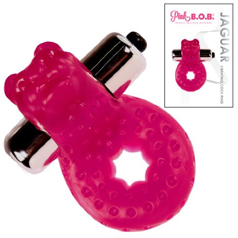 Pink BOB Jaguar Vibrating Cock Ring Sex Toy for Men - Penis Vibrations and Clitoris Stimulation during Lovemaking - Male Erection Band Device