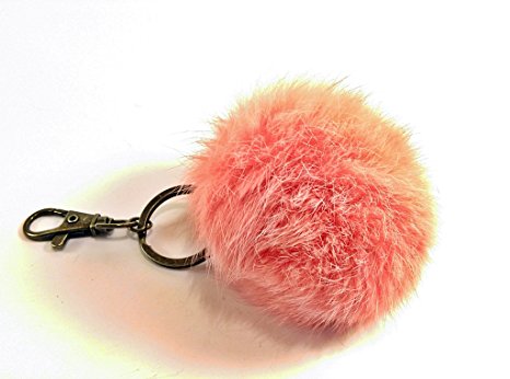 Mad Bomber GENUINE Rabbit Fur Ball PomPom Keychain Fluffy Handbag Charm Pendant