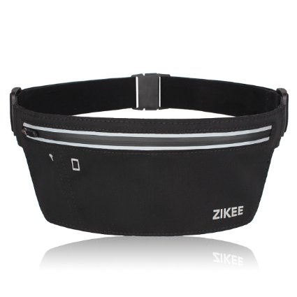 Zikee Running Belt Waist Pack Race Belt Workout Pouch Slim and Water Resistant Fanny Pack Bag for Sports Men and Women Fits iPhone 6 6S 6 Plus 6S Plus Samsung Galaxy S5 S6 Note 4 5 LG G3G4