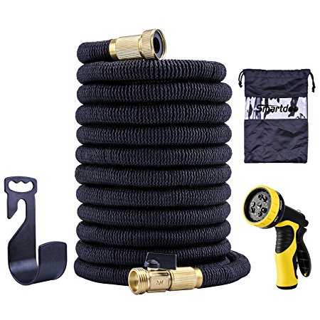 Garden Hose,50FT TPE Garden Hose Expandable,Spray Nozzle with 9 Funtions,Extra Strength Fabric 3750D, High temperature Latex and Solid Brass Connector