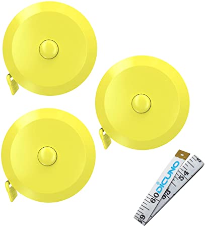 DiCUNO 60-Inch 1.5 Meter Soft and Retractable Tape Body Tailor Sewing Craft Cloth Dieting Measuring Tape (3 Pcs of Yellow with Soft tape)