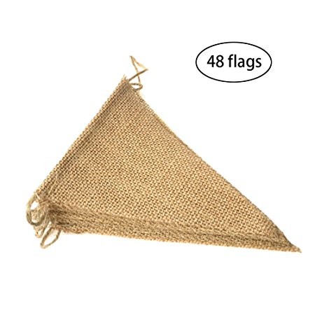 LEOBRO 48 Pcs Burlap Banner, 36 Ft Triangle Flag ,DIY Decoration for Holidays, Wedding, Camping, Party and Any Occasion Shipping by FBA