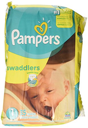Pampers Swaddlers Diapers, Size 1, Jumbo Pack, 35 Count