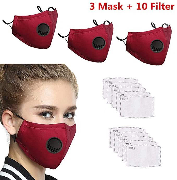 Adults Face Bandanas with Breathing Valve   Activated Carbon Filter Replaceable
