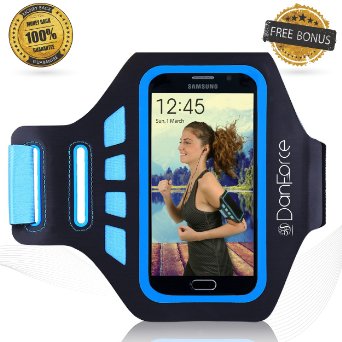 Galaxy S7S6S6 EdgeS5 Sports Armband - Great for Running Cycling Workouts or any Fitness Activity -Sweat Proof - Lightweight and Comfortable - Build in Key Credit Cards and Money Holder By DanForce