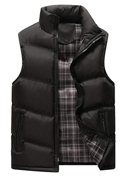HOWON Men's Classic Sleeveless Stand Collar Quilted Puffer Down Vest Outwear