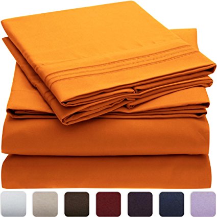 Mellanni Bed Sheet Set - HIGHEST QUALITY Brushed Microfiber 1800 Bedding - Wrinkle, Fade, Stain Resistant - Hypoallergenic - 3 Piece (Twin, Persimmon)