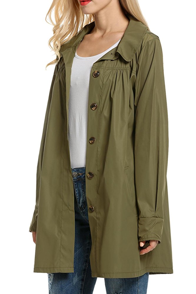 Hufcor Women Hooded Lightweight Waterproof Outdoor Raincoat Jacket with Pocket(S-XXL)