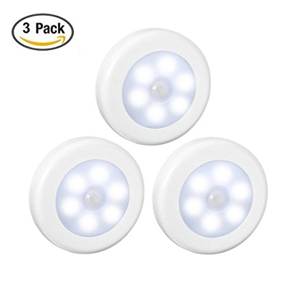 Motion Sensor Light,Goldmore Battery-Powered LED Night Light,Stick-Anywhere with FREE 3M Adhesive Pads,Wall Light Step Light for Bathroom,Bedroom,Stairs,Closet,Nursery(3 Pack)