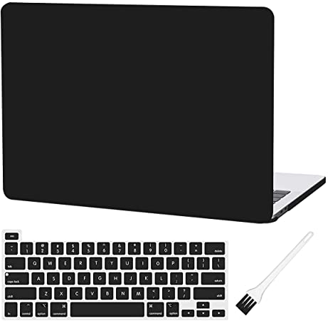 MacBook Pro 16 inch Case A2141 2019 2020 Ultra Slim Black Hard Shell Case Cover Sleeve with Silicone Keyboard Cover (MacBook Pro 16" with Touch Bar and Touch ID) and Dust Brush(Black)
