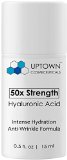 Uptown Cosmeceuticals 50x Strength Hyaluronic Acid Serum 15ml - One Single Application of This Super Anti Aging Serum Makes the Skin Look Dramatically Plumped and Lifted with Incredible Moisture