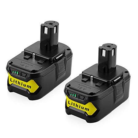 Yabelle 2Pack Replacement 5.0Ah Ryobi 18V Battery for Ryobi Battery 18V Lithium battery P104 P105 P102 P103 P107 Ryobi ONE  Cordless power tools