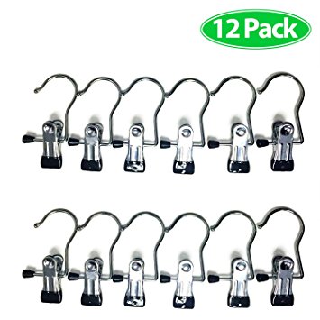 Alucky Portable Stainless Steel Laundry Clothes Organizer Hanging Hooks Pins Clothing Boots Hanger Clips (12 PCs)