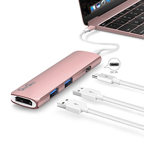 EgoIggo GN22B Premium USB Type C Hub Multi-Ports Adapter with PD Charging Port, 2 SuperSpeed USB 3.0 Ports, 1 HDMI Port and 1 USB-C Input Charging Port for New Macbook 2015/2016 12-Inch Aluminum Alloy