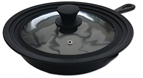 Glass Lid Universal - Graduated Kitchen Lids Multisize 10.2” – 12.2” for Pots and Pans , Heat Resistant Silicone Rim