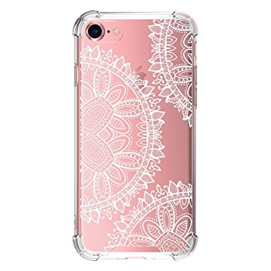 iPhone 7 Case for Girls/iPhone 8 Case, GOLINK Henna Mandala Floral Lace Series TPU Bumper Clear Case with Air Cushion for iPhone 7/iPhone 8(4.7 inch)-P4